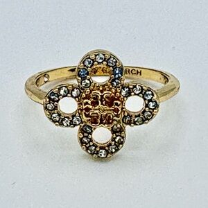 Tory Burch Miller T Pave Clover Ring - Size 7 NWT!